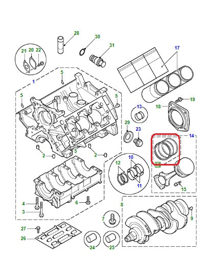 JUEGO (6PZS) ANILLOS DE PISTON FREELANDER 96-06